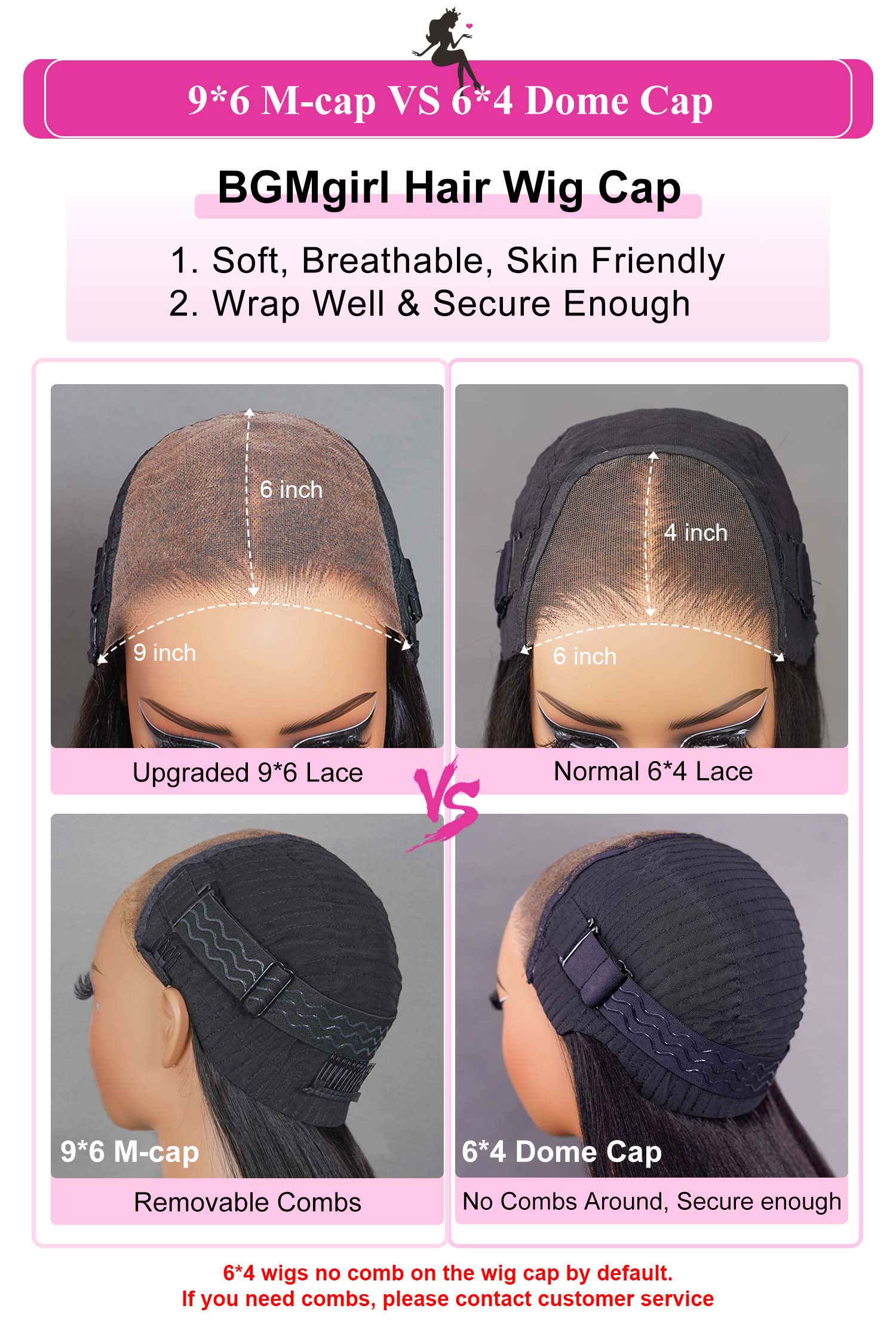 BGMgirl Hair Straight Pre-Bleached Pre Plucked Pre Cut 6*4 & 9*6 HD Lace Wear Go 180% Density Glueless Closure Wig Human Hair Frontal Wig eve valentines day gift SpringStatements