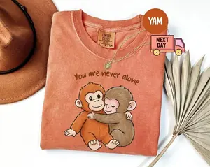 Comfort Colors Viral Punch Monkey Shirt, Cute Baby Monkey with Plush Toy Shirt, Emotional Gift for Animal Lovers