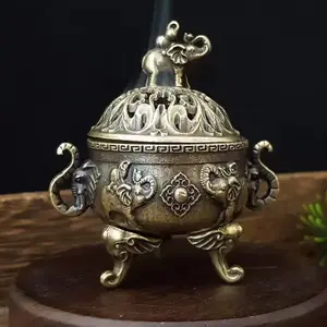 Xin Xiang Shi Cheng Magic Lamp Alloy Three-Legged Tripod Incense Burner Small Cloud Incense Burner Sandalwood Incense Purifying Air Indoor Long-Lasting Aromatherapy