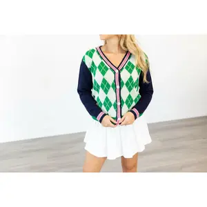 Women's Argyle Cardigan Sweater Fit Womenswear
