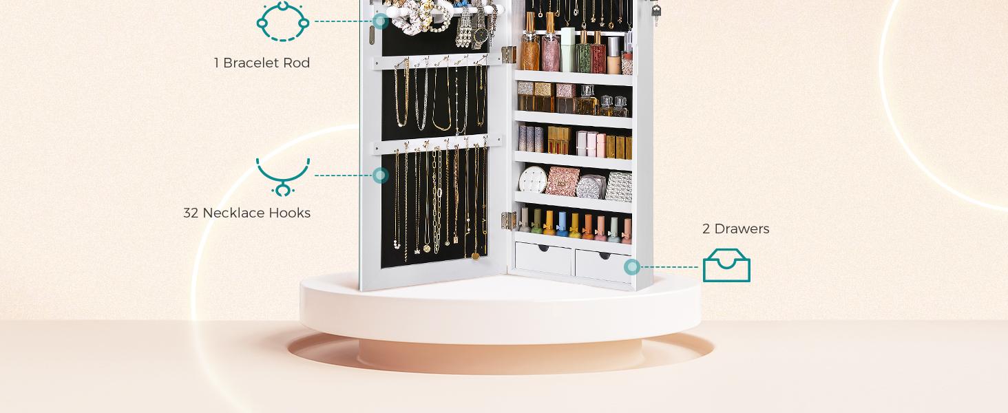 SONGMICS Wall-Mounted Mirrored Jewelry Cabinet JJC99