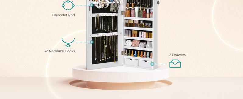 SONGMICS Wall-Mounted Mirrored Jewelry Cabinet JJC99