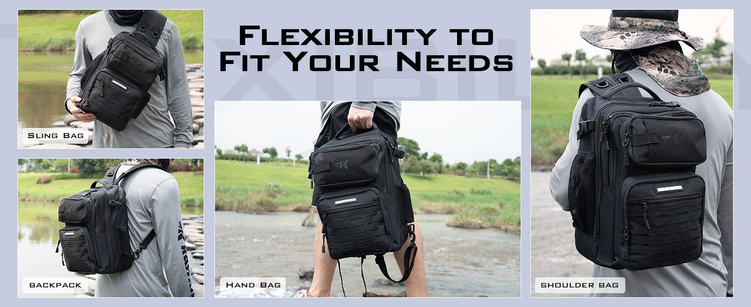 KastKing BlowBak Tactical Fishing Sling Tackle Storage Bag With 2 Hyperseal Tackle Boxes- Lightweight Sling Fishing Backpack - Sling Tool Bag for Fishing Hiking Hunting Camping