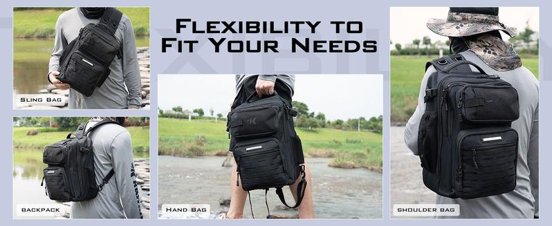 KastKing BlowBak Tactical Fishing Sling Tackle Storage Bag With 2 Hyperseal Tackle Boxes- Lightweight Sling Fishing Backpack - Sling Tool Bag for Fishing Hiking Hunting Camping