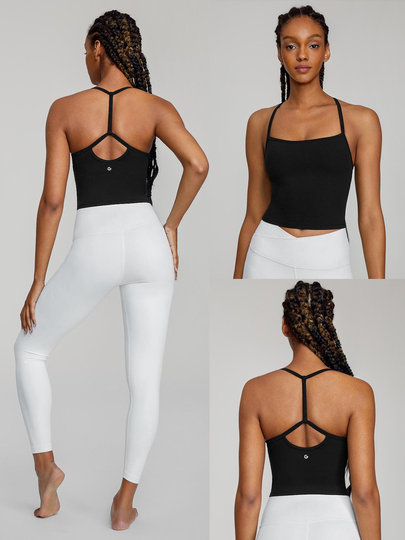 GLOWMODE FeatherFit T-Neck Racerback Tank Top Light Support Low Impact Yoga Studio Summer TikTokShopBlackFriday