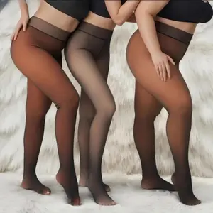 TCVC Women's Winter Warm Fleece Lined Lifting Leggings, High-Waist Elastic Sheer Thermal Pantyhose | Butt Lifting Tights for Cold Weather & Outdoor Wear | 3 Colors (Black/Dark Skin/Light Skin) | Minimalist Basic Winter Clothes for Women