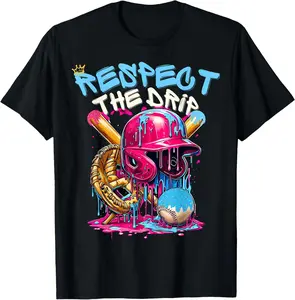 Baseball Drip Ice Cream Drip Youth Boys Baseball T-Shirt - Crewneck Men Women Youth Boys Girl T-shirt Cotton Fabric