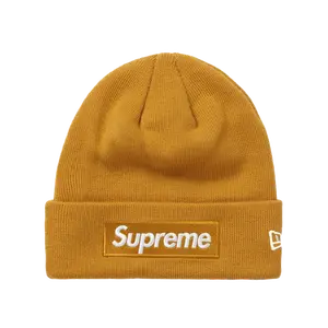 Supreme New Era Box Logo Beanie Light Mustard