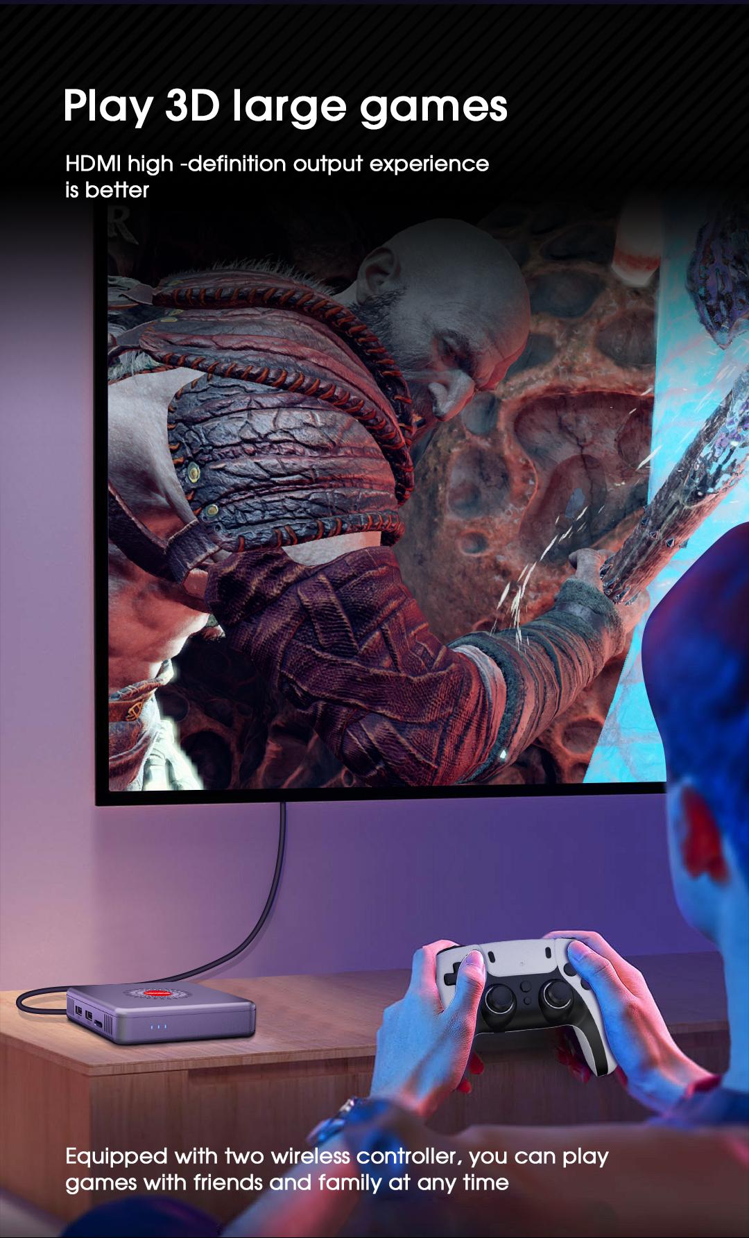 Christmas Children's Gifts  Dual-system GAME BOX Ultra Wireless Computer Game Console, 4k Hdmi Output, Play Cloud gaming Games for TV (Cloud gaming service)