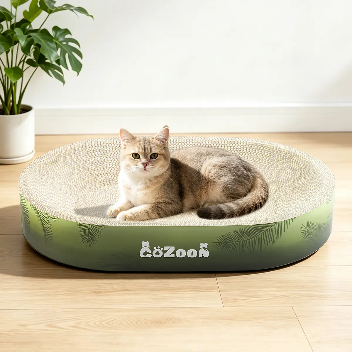 Cozoon Large Cat Scratcher&Bed,No Paper Scraps,Odorless High Weight Capacity cardboard for Heavy Cats & Multi-Cat Homes