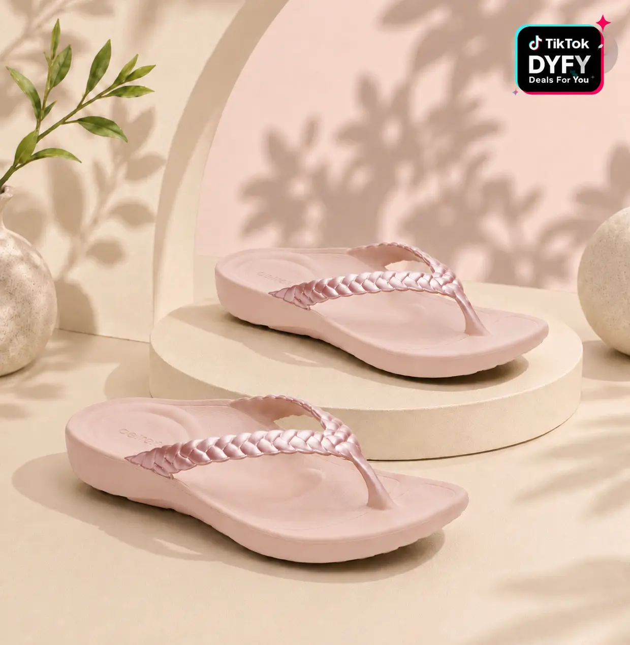 Aetrex Vicki Braided Thong Sandal - Light Pink Gloss, Arch Support, Foot Pain Relief, All-Day Comfort, Lightweight Floaty Walking Sandals for Long Walks, Chic Look, Floaty For Long Walks