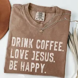 Comfort Colors Christian TShirt, Jesus and Coffee TShirt, Minimalist Jesus Apparel, Coffee Lover T-Shirt, Funny Coffee Trendy Christian Gift