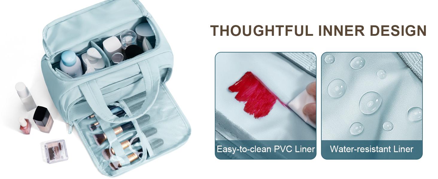 Bagstellar Wide-open Travel Bag, Lightweight Puffy Toiletry Bag for Women, Quilted Makeup Bag Organizer Water-resistant Cosmetic Bag with Handle for Toiletries, Essentials, Accessories