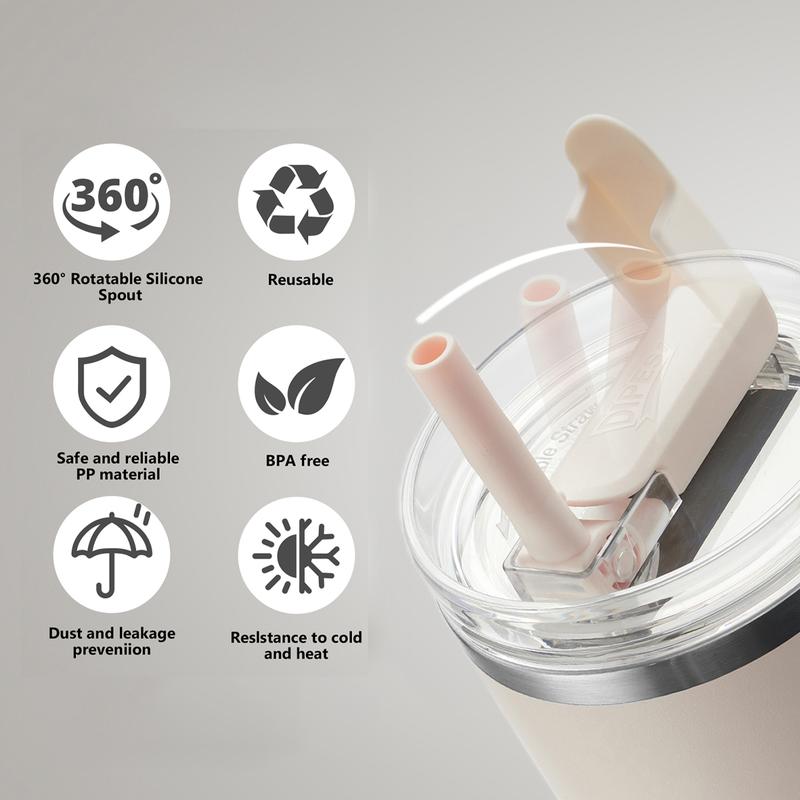 DIPESI 2-Piece 40 oz Replacement Cup Lids for Stanley Flip Top Straw Spill and Leak Lids Kitchen Essentials Drink Lids