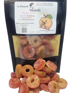 Tajin Peach Rings Candy – Sweet & Spicy Chili Lime Gummies – 1/2 LB or 1 LB
