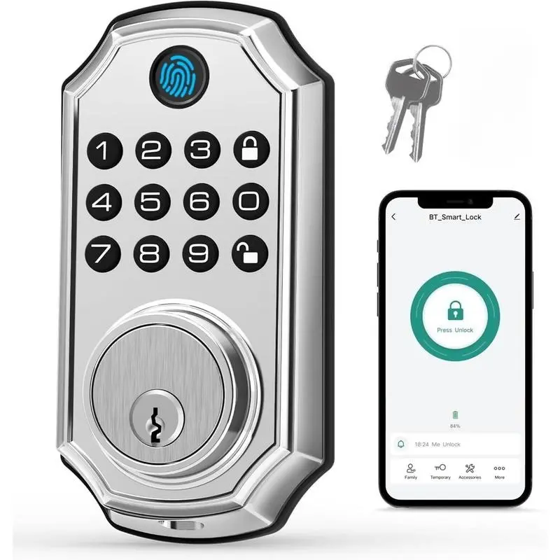 Smart Fingerprint Door Lock, 4-in-1 Keyless Entry Deadbolt, App-Assisted Control