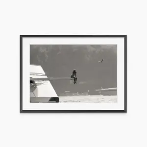 Princess Diana on Yacht, Photography Prints, Diving Board, Retro Poster, Black and White Wall Art, Museum Quality Photography Poster 1