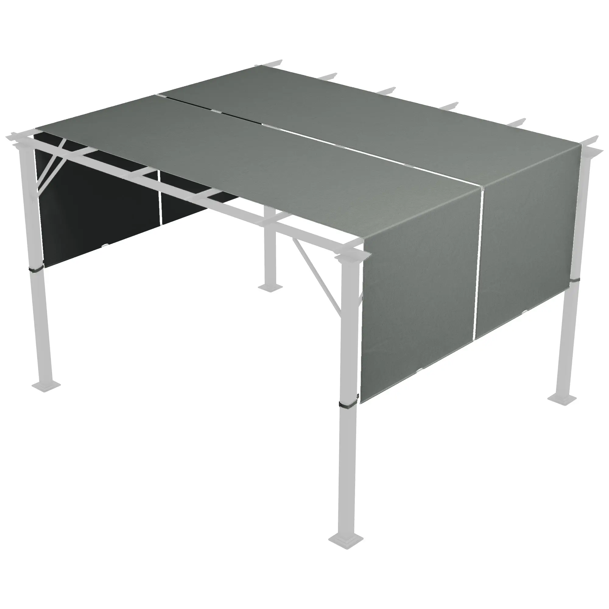 Outsunny 2 PCS 4x16ft Pergola Canopy Replacement Cover, UV Prevention Shade Cover, Easy to Install with Straps (Attach by Tying Up the Straps, Insert Weighted Rods) for 10x10ft Pergola, Dark Gray, Outdoor Shade Solutions, 180G/㎡