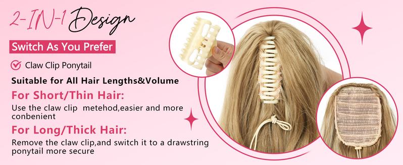 Vigorous Ponytail Extension 24 Inch Long Curly Wavy Claw Clip in Ponytail Hair Extensions,Synthetic Ponytail Hair Extension Clip in Hairpiece for Daily Use