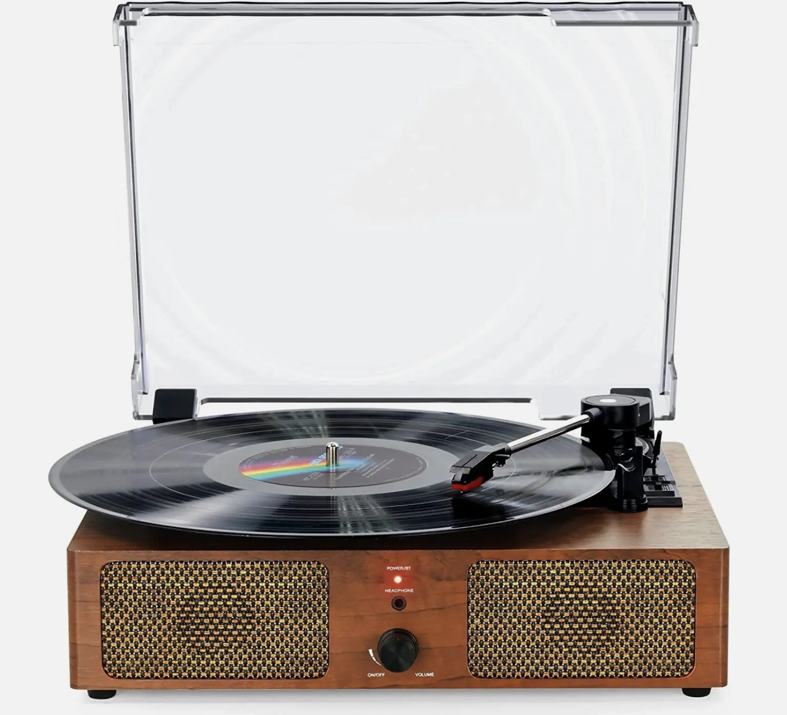 Vintage Bluetooth Vinyl Record Player with Built-in Speakers, 3-Speed Belt-Drive Turntable, USB/Aux Playback, Easy Setup & Operation, Supports 33-1/3, 45, 78 rpm, Works with 7”, 10”, 12” Records, Bluetooth & Built-In Speakers, Supports 33⅓, 45, And 78 Rpm