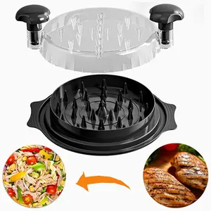 Manual meat shredder with a widened base and non-slip mat. BPA-free, easy to clean, suitable for chicken breast mincer, rotary mince chopper tool, meat grinder, applicable to pork, beef, and chicken