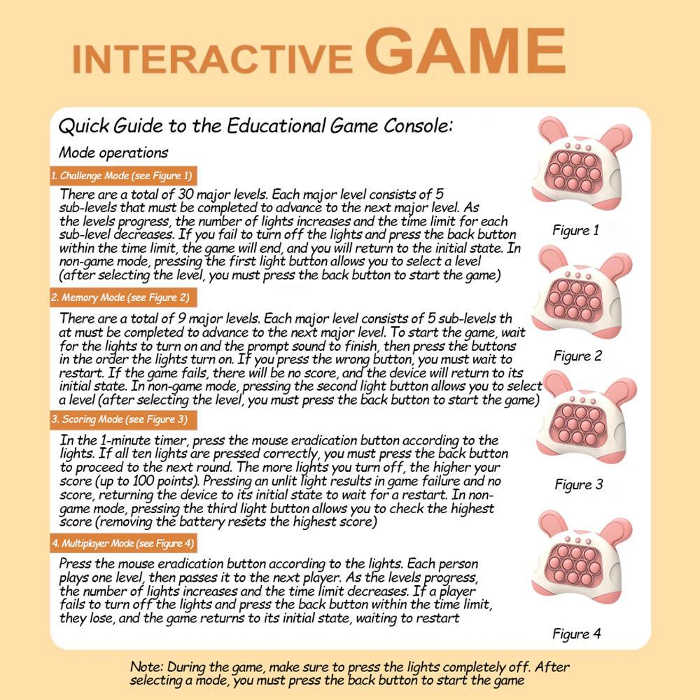 TTZZ Fast Push Game, Quick Push Pop Game, Pop Pro Light Up Fidget Toys,Quick Speed Fast Push Puzzle Game Console Bubble Stress Relief Decompression Toys Handheld Game Toy for Kids 3-12 Years pop it