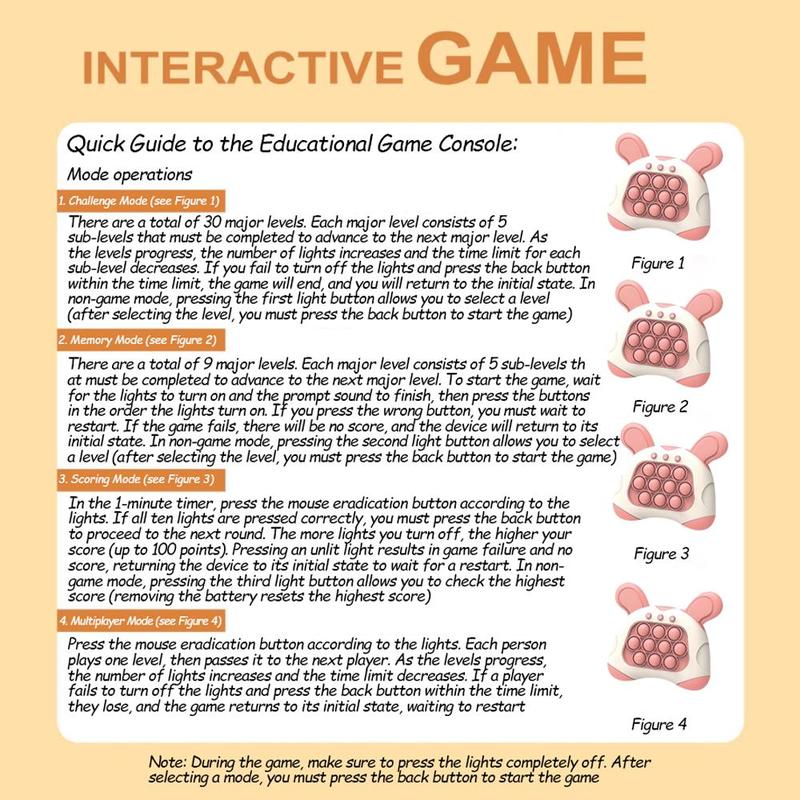 TTZZ Fast Push Game, Quick Push Pop Game, Pop Pro Light Up Fidget Toys,Quick Speed Fast Push Puzzle Game Console Bubble Stress Relief Decompression Toys Handheld Game Toy for Kids 3-12 Years pop it