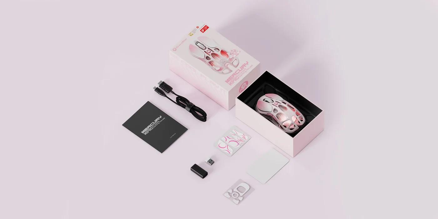 GravaStar Mercury M1 Pro Wireless Gaming Mouse, Pink Mouse, Lightweight Magnesium Alloy, 26,000 DPI, PAW3395DM Sensor, 5 Programmable Buttons, Support Wired/2.4GHz/BT, Up to 200 Hours Battery Life (Gradient Pink) GravaStar Mercury M1 Pro Wireless Gaming Mouse, Pink Mouse, Lightweight Magnesium Alloy, 26,000 DPI, PAW3395DM Sensor, 5 Programmable Buttons, Support Wired/2.4GHz/BT, Up to 200 Hours Battery Life (Gradient Pink)