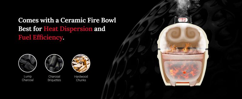 London Sunshine Ceramic BBQ Charcoal Kamado Grill 13 inch Portable Tabletop BBQ Grill Light Gray