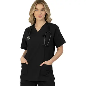 HEEDFIT Premium Scrub Top Unisex | V-Neck Medical Scrubs for Men & Women | Poly-Cotton Soft Breathable Nurse Doctor Scrub Shirt with Multiple Pockets | Hospital & Clinic Uniform