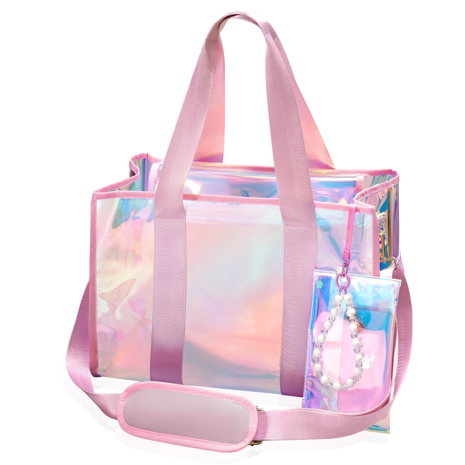 Crawing Beach bag Iridescent 26L Tote Bag Waterproof Clear Bag for Women with Zipper & Phone Pouch Tip-Proof Crossbody Bag Travel Bag Crawing Beach bag Iridescent 26L Tote Bag Waterproof Clear Bag for Women with Zipper & Phone Pouch Tip-Proof Crossbody Bag Travel Bag