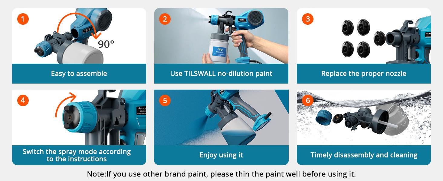 Tilswall Alien 500 Ultra Paint Sprayer Tool HVLP Electric Sprayer, Adjustable Width Knob, 600ml Container, 4 Nozzles, 3 Patterns, Easy to Clean – Great for Furniture, Walls, Fencing & DIY High Power Hv lps Handle Tool mom father mother gift