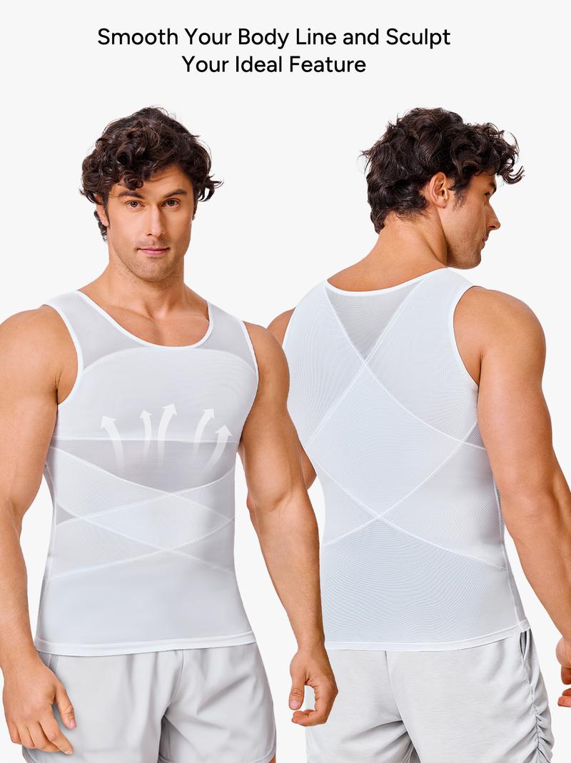【Nebility】Men’s Mesh Fabric Breathable Compression Shapewear Vest – Slim-Fitting, High Elasticity, Seamless Menswear for Daily Wear Tummy Control