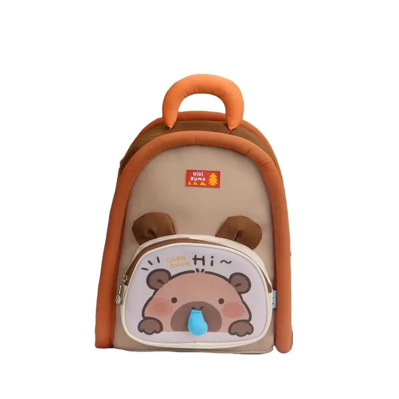 Uiuikumo #481 Capybara Double Shoulder Bag Cute Capybara Backpack Waterproof Dirt-resistant Adorable Schoolbag