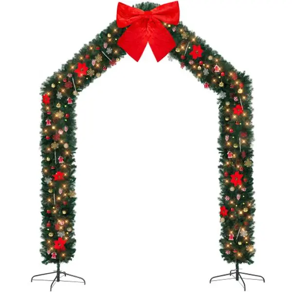 Ubesgoo 8.5 ft Tall Realistic PVC Christmas Artificial Tree Archway Decoration - Single Unit Arch Backdrop Stand for Outdoor, Indoor Festival Party, Garden