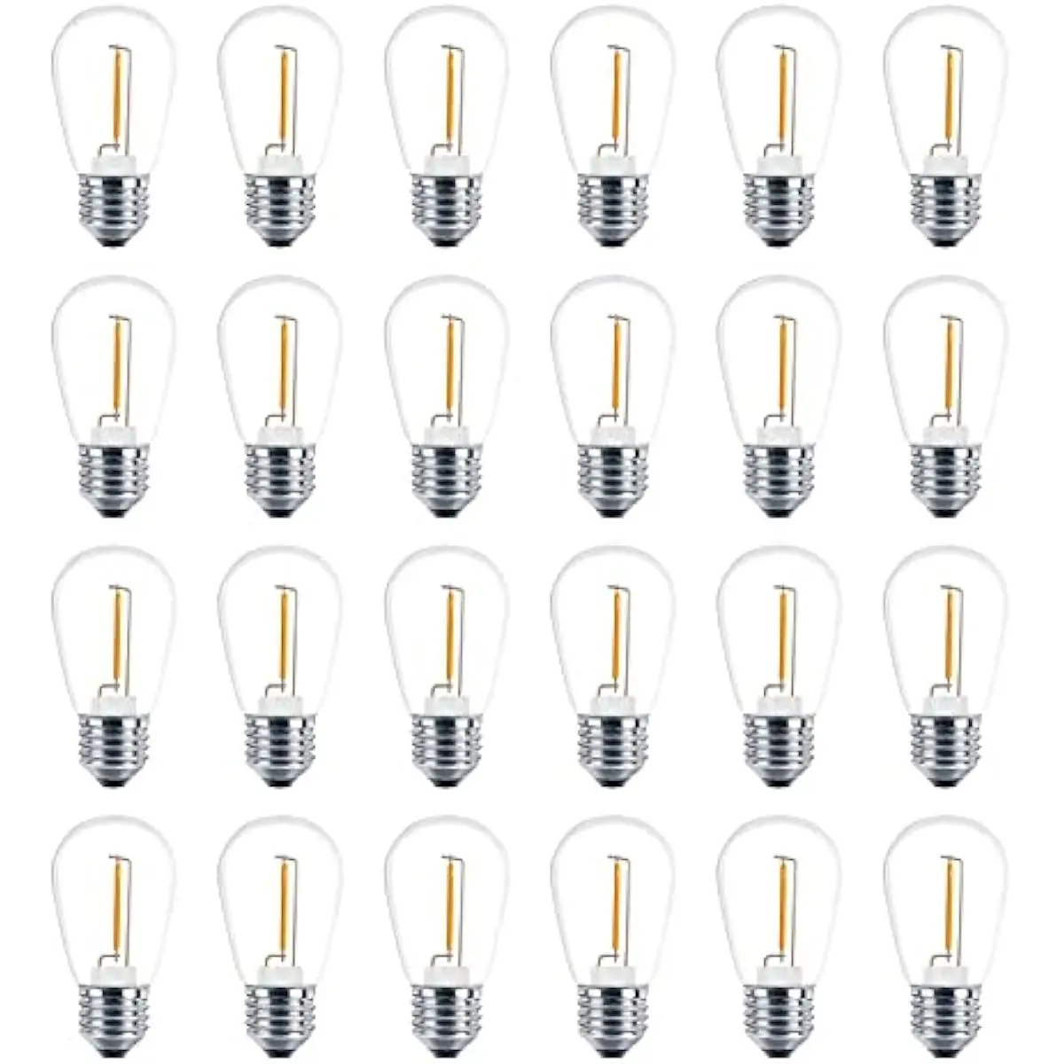 24 Pack LED S14 Replacement Light Bulbs, Shatterproof Outdoor 1 Watt to Replace 11Watts String Incandescent Bulb, E26 Regular Medium Screw Base, 2200K Warm White, Non-Dimmable