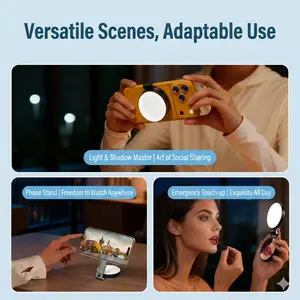 MagSafe Magnetic Selfie Ring Light, Mini PortableRechargeable LED Fill Light with Mirror, Extendable PocketSize for Makeup Travel Vlog Selfie Photography LiveStream