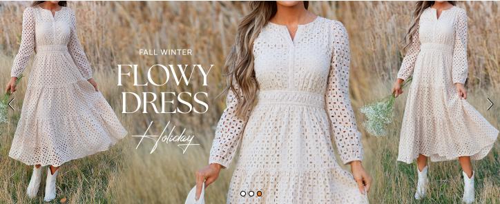 ZESICA Women's 2026 Fall Long Sleeve Maxi Dress V Neck Hollow Out Eyelet A Line Long Flowy Casual Party Dresses