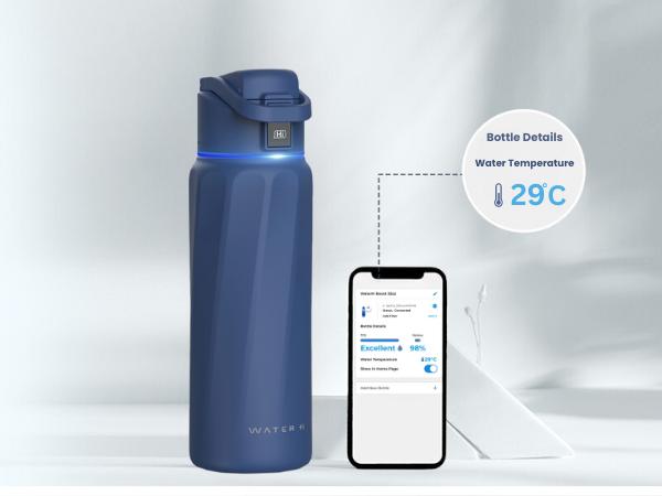 WATERH Boost Smart Water Bottle with APP - Insulated Stainless Steel Flask, Water Intake Tracker & Hydration Reminder, Portable Vacuum Thermal Cup, Wide Mouth Water Bottle for Travel & Gym,  , Free Christmas Sticker，Ideal Gift for Valentine's Day Gift
