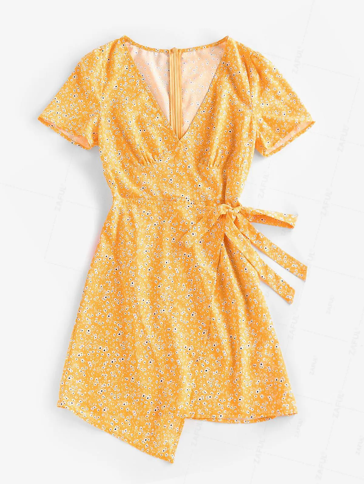 Floral dress for women Fashion Ditsy Floral Print Off-Shoulder Sundress - women dresses for summer Asymmetrical Silhouette, Short Sleeves summer dresses for 2026 backtoschoolshopping