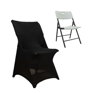 Stretch Spandex Chair Cover Black - Durable Secure Fit Slipcover for Lifetime Folding Chairs