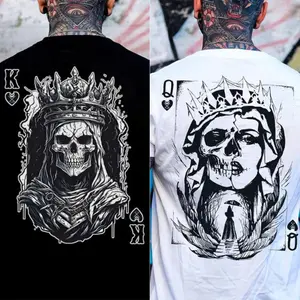 Q Gloomy Queen, Skeleton King Couple Poker Valentine Shirt