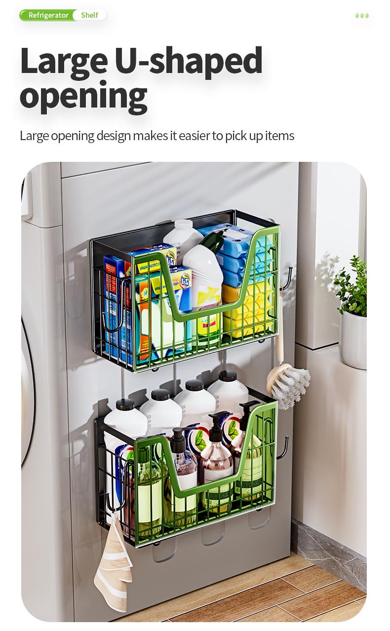 【Holiday Deals】San Dream Magnetic Shelf for Fridge Spice Rack Organizer Strong Magnetic Fruit Basket for Refrigerator Laundry Organizer Spice Snacks Magnet Fridge Shelf-1PC&2PCS