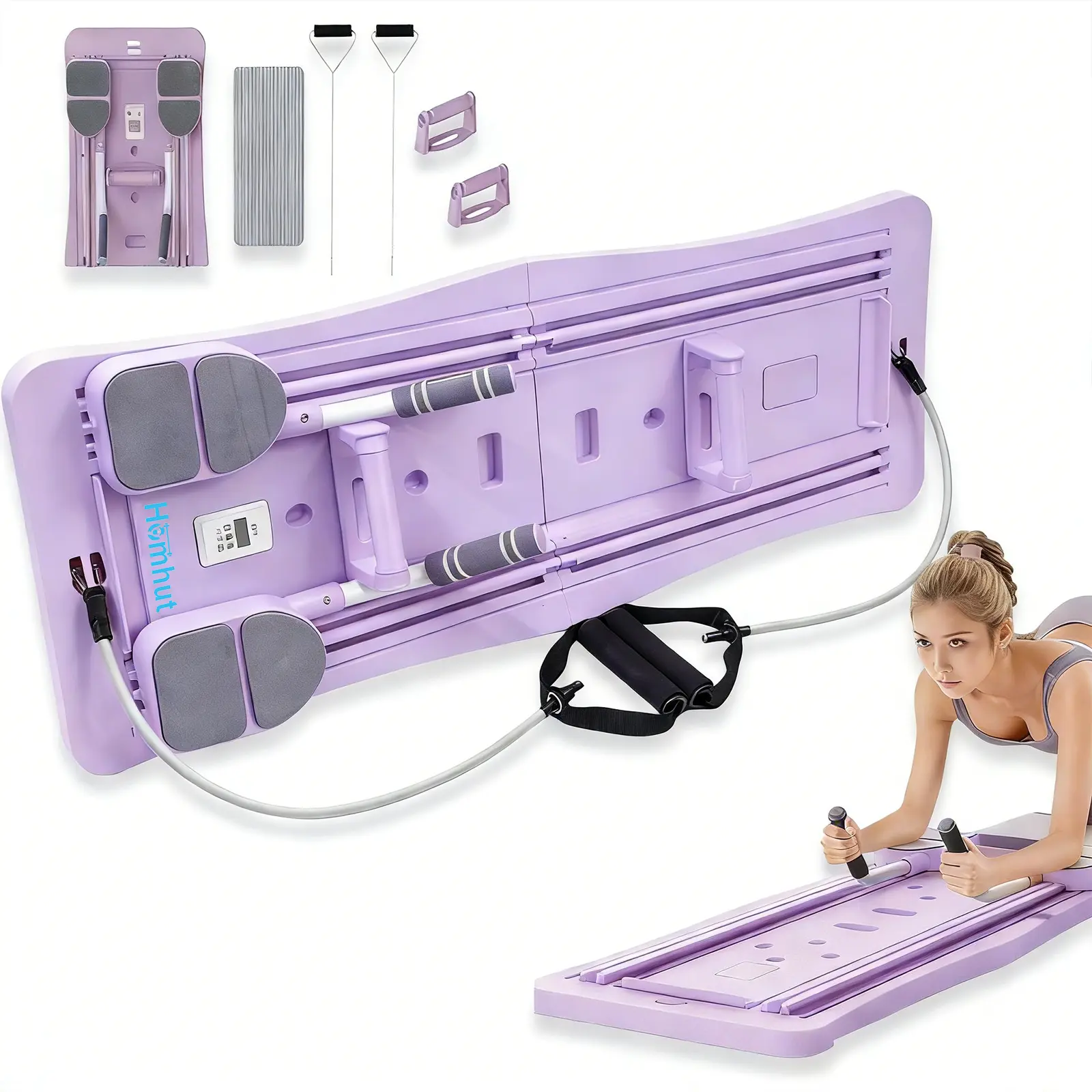 Foldable Abdominal Exerciser - Multifunctional Workout Station, Home Abs Workout Training Board Cross Trainers, Portable Push-Up Board Cross Trainers for Resistance Training, Pilates Abdominal Board