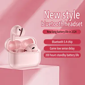 Pink wireless earphones with a high level of design and performance, Bluetooth 5.4, instant connection, no interruptions, low latency for gaming, 200 hours standby, essential for everyday outings, sports accessory, AirPods 4 True Multi-Function