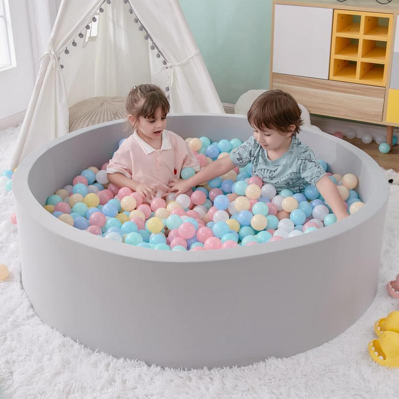 Foam Ball Pit Soft Round Kiddie Baby Playpen 35.4"x11.8" for Toddlers with Soft Foam and Safe Design Compact Portable Easy to Clean Vacuum-sealed Pink