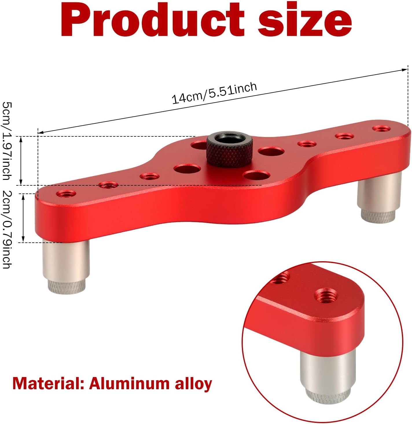 Votrek Dowel Jig Kit Self Centering Dowel Jig Kit Aluminum Alloy Vertical Hole Drilling Jig Precise Woodworking Doweling Jig with 6mm 8mm 10mm Bit Guides for Woodworking QUZHEMA_US(gules)