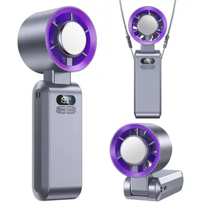 PQRQP portable Handheld Ice Fan – High-Speed 13,000 RPM, 199 Adjustable Levels, Foldable Travel & Outdoor Cooling Fan for Summer