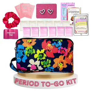 First Period Pal Pack to-Go Kit | 24 pcs | First Period Kit for Tweens | Teen Period Kit| Discrete Period Bag, Pads, Panty Liners, Period Kits for Tweens 10-12 (Color Burst)
