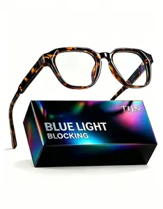 TIJN Blue Light Blocking Glasses, Anti Eyestrain UV Protection, TR90 Square Frame Glasses Chic Preppy Look for Women and Men